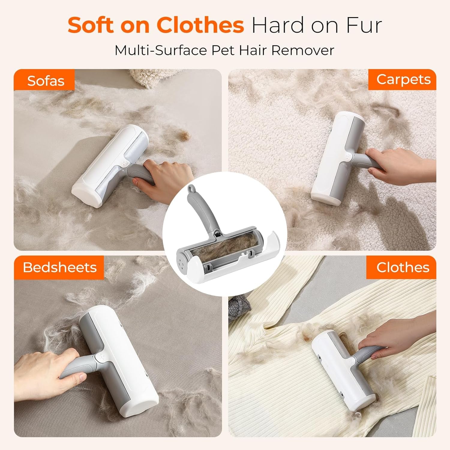 Reusable Pet Hair Remover Roller — Couch, Car & Bedding