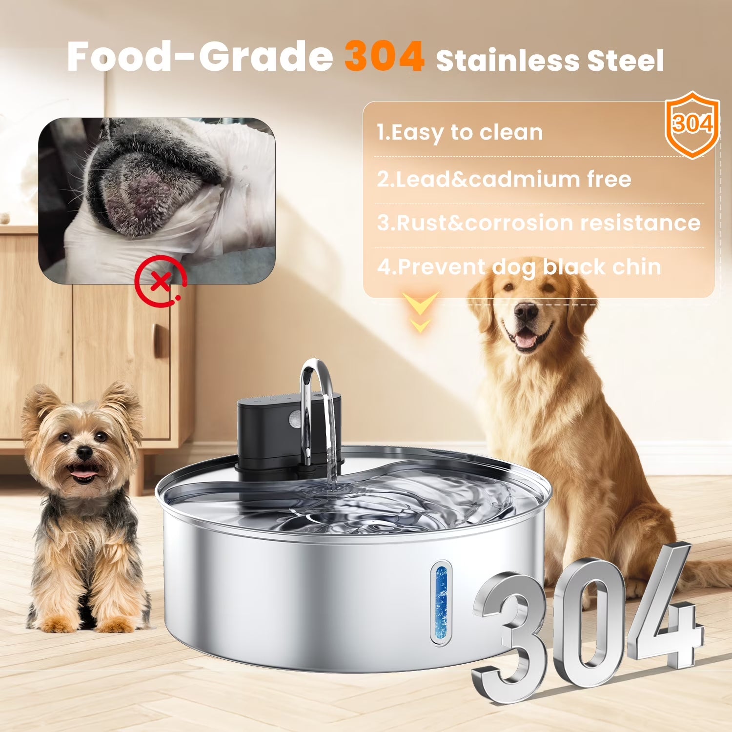 Stainless Steel Pet Water Fountain — 12L, 3 Modes