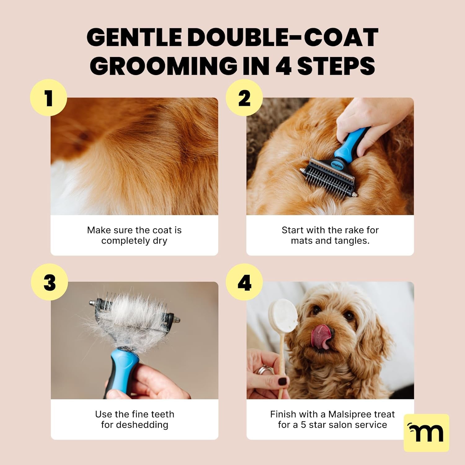 2-In-1 Deshedding Brush & Undercoat Rake for Dogs